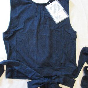 AG Adriano Goldschmied Navy Blue Tank Top XS Stretch Pintuck Accent NWT